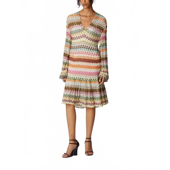chinese dress ladies Women Size S Missoni Blue Zig Zag Chevron Knit Dress